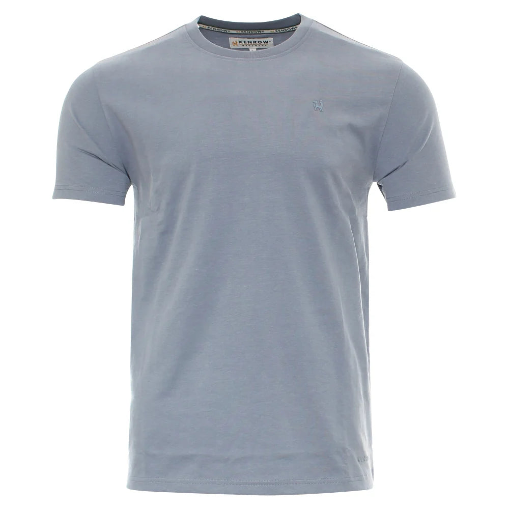 Kenrow Connor Tee in powder blue, front view with crew neck and small chest logo