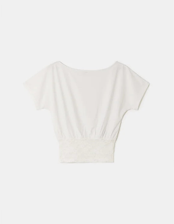 Tally Weijl white asymmetric lace top back view