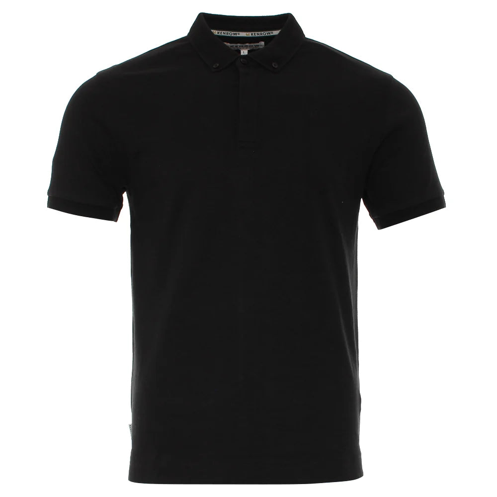 Kenrow Vinny Polo in black, front view showing button placket and collar