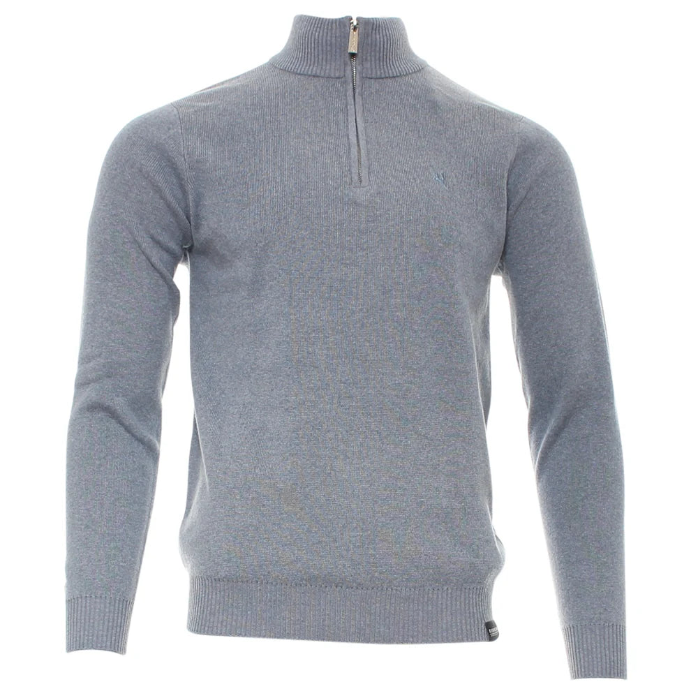 Kenrow Justin half zip jumper in powder blue melange, front view