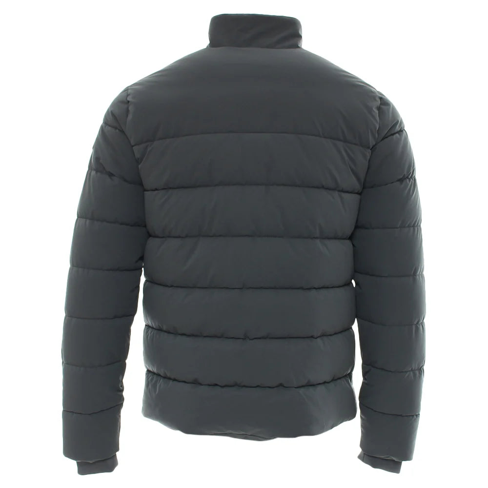 Kenrow Beck Jacket Pewter back view showing horizontal quilted panels and high collar