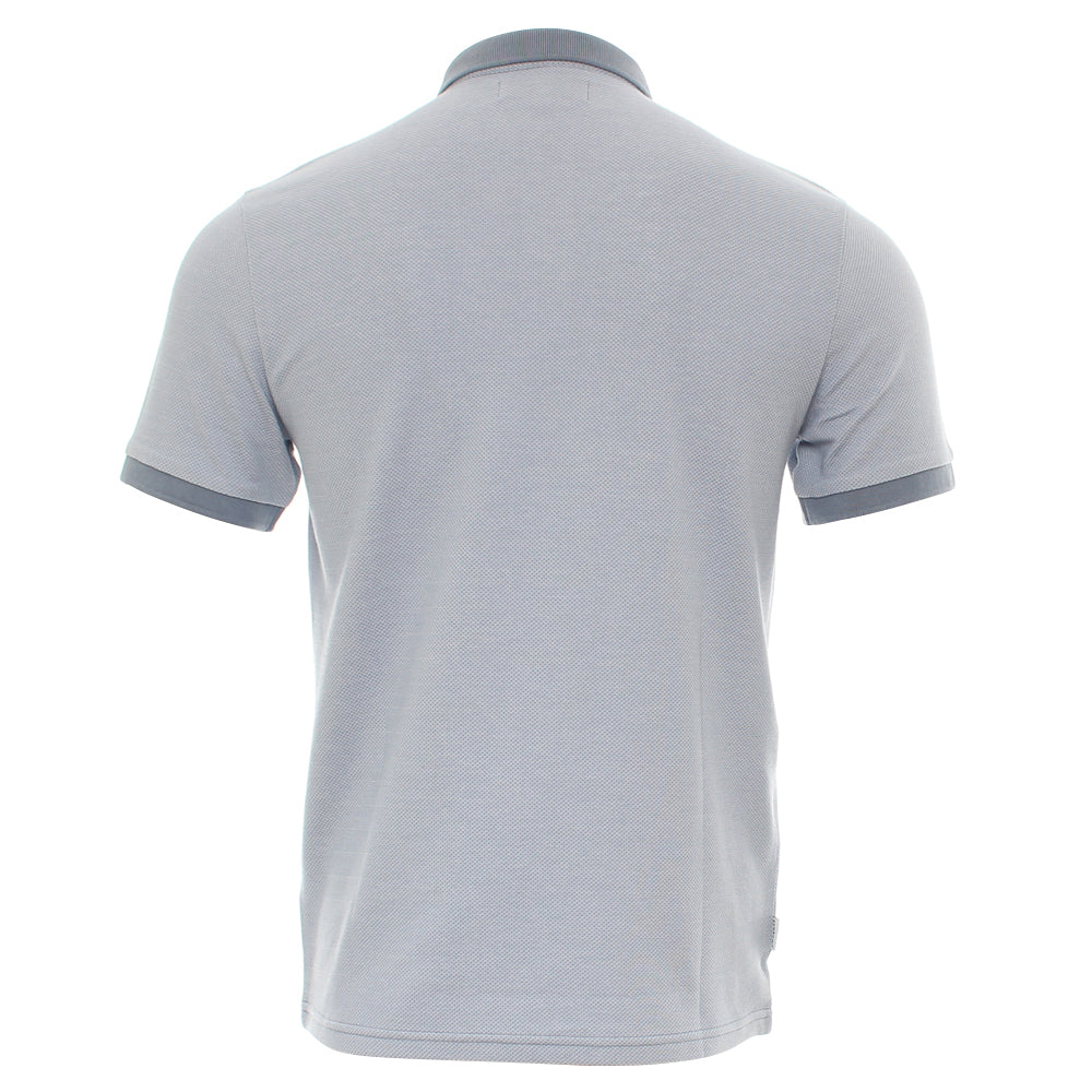 Kenrow Brett Polo Powder Blue back view displaying the plain textured rear panel, contrasting collar, and cuffs.
