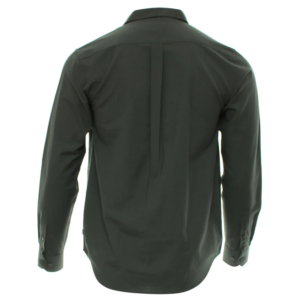 Kenrow Fritz Shirt Pewter Green back view with centre pleat and buttoned cuffs