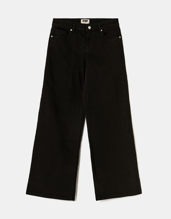 Tally Weijl black high waist wide leg jeans, front view