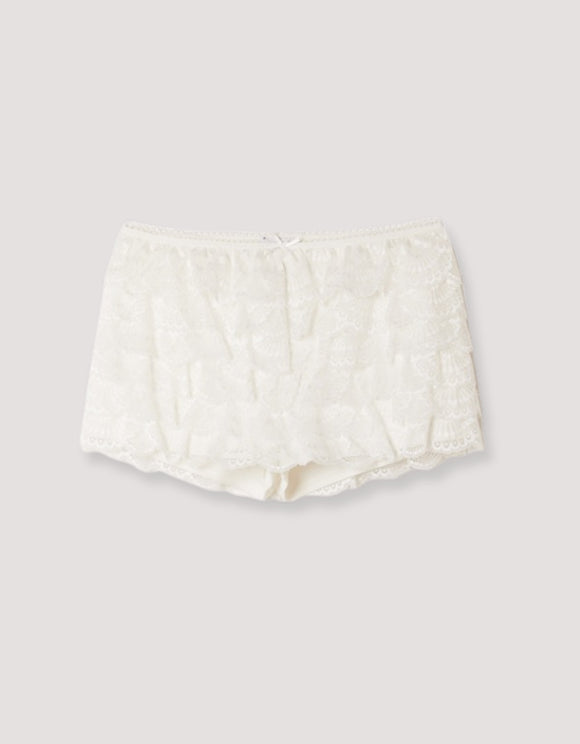 Tally Weijl white lace mini shorts, front view