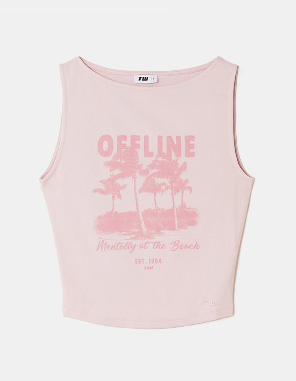 Tally Weijl Pink Printed Cotton Top, front flat lay view