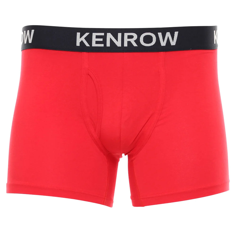 Kenrow Theo Boxer Briefs in red with a black Kenrow waistband, front view