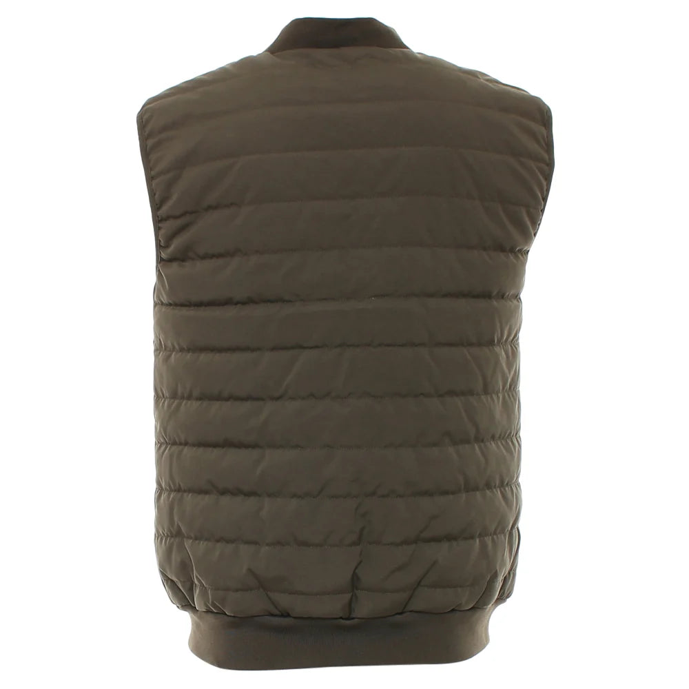 Kenrow Andy Gilet in light khaki with horizontal quilting, back view