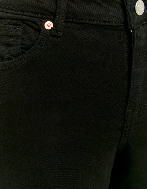Tally Weijl black high waist wide leg jeans, front pocket and fabric detail