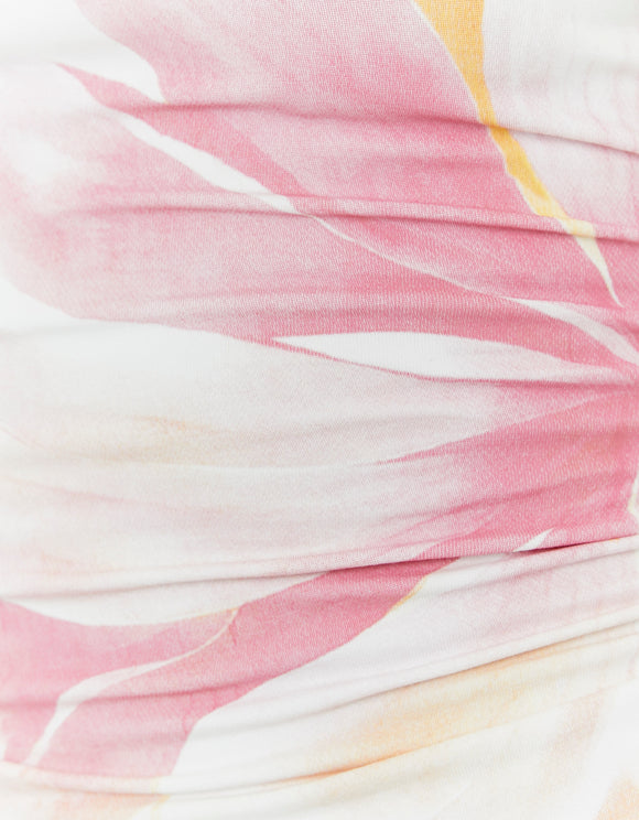 Tally Weijl white floral bandeau top fabric detail with pink flower print