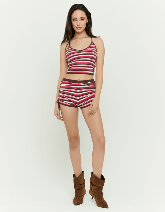 Tally Weijl Pink Striped Knit Shorts, styled product view