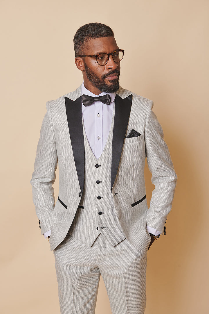 Spencer Stone Tuxedo Lapel Blazer-Looking left