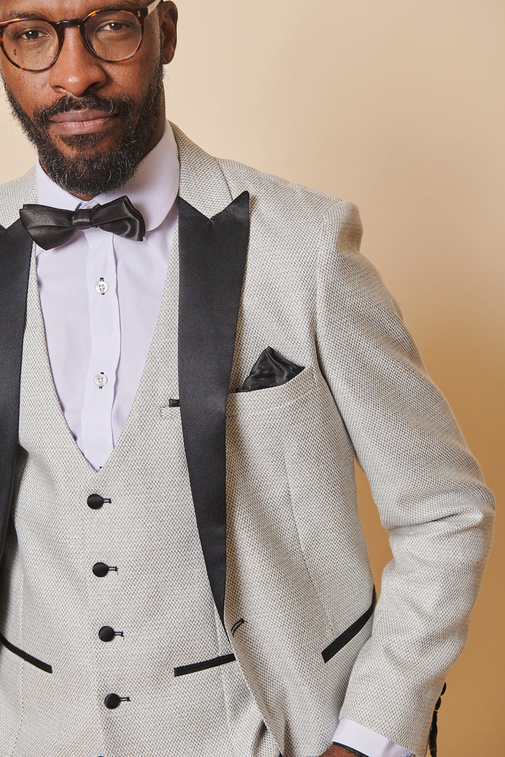 Spencer Stone Tuxedo Lapel Blazer-Close up view