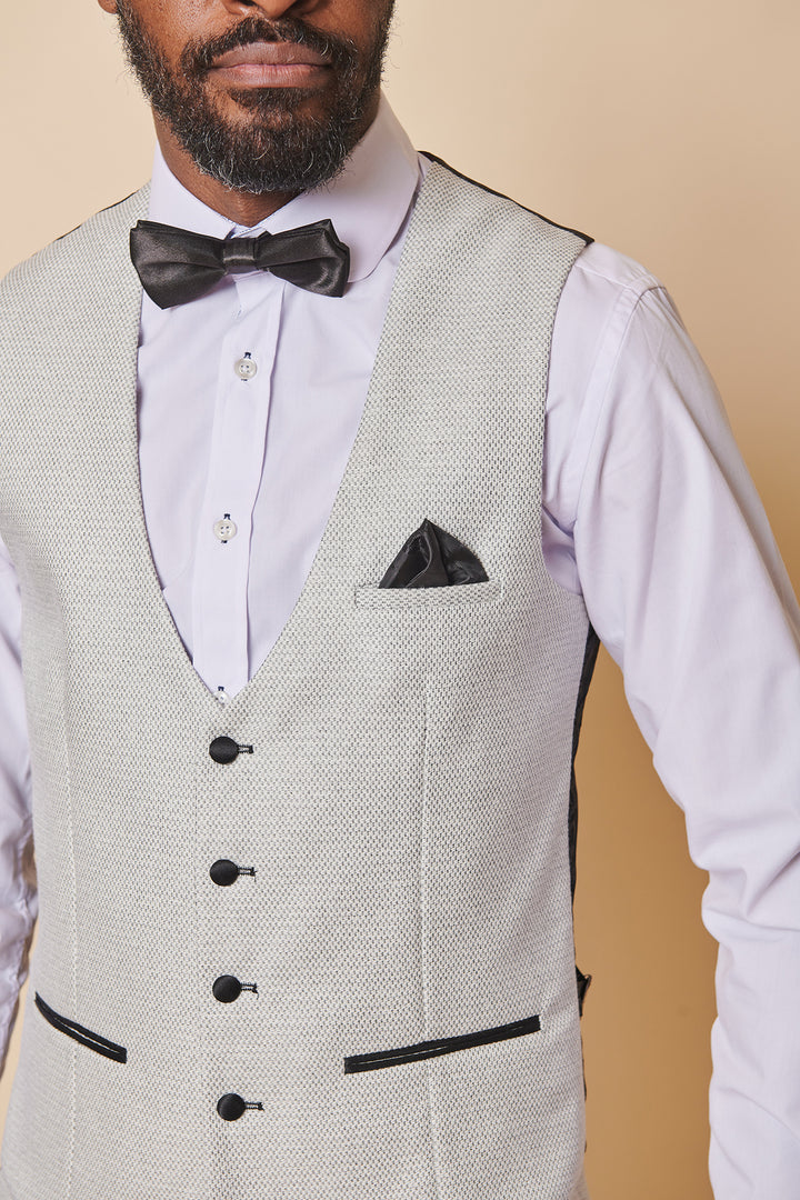 MARC DARCY Spencer Stone Single Breasted Waistcoat Stone back view