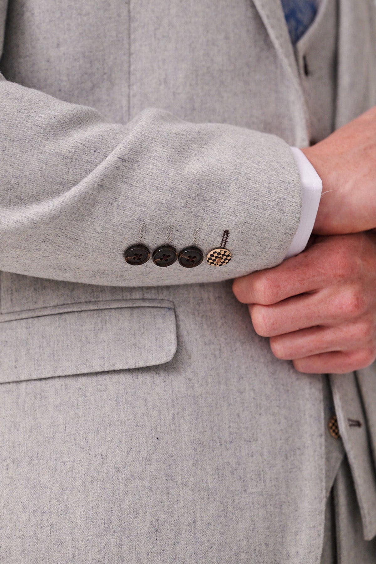MARC DARCY Archie Silver Tweed Blazer SILVER flat front view