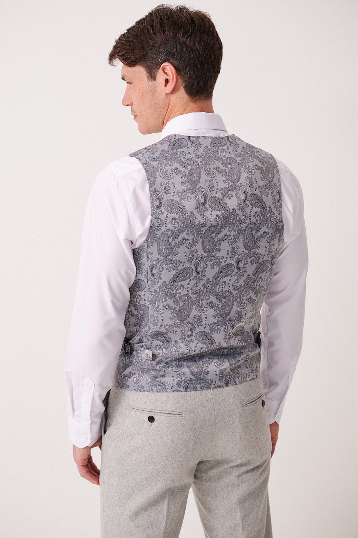 MARC DARCY Archie Silver Tweed Waistcoat SILVER side view