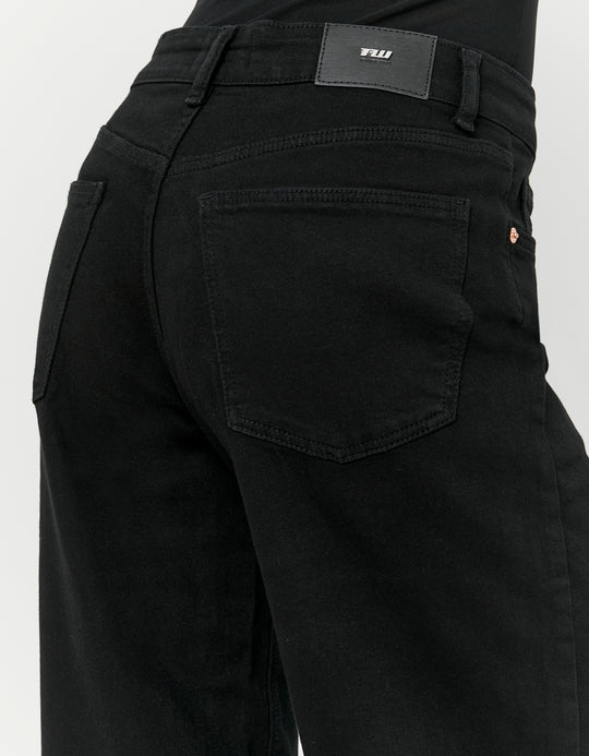 Tally Weijl black high waist wide leg jeans, back waist and pocket detail