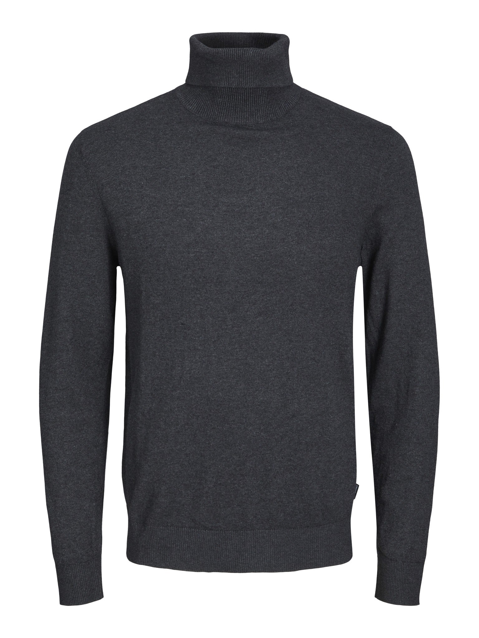 JACK & JONES Emil Knit Roll Neck Jumper in Dark Grey front model view
