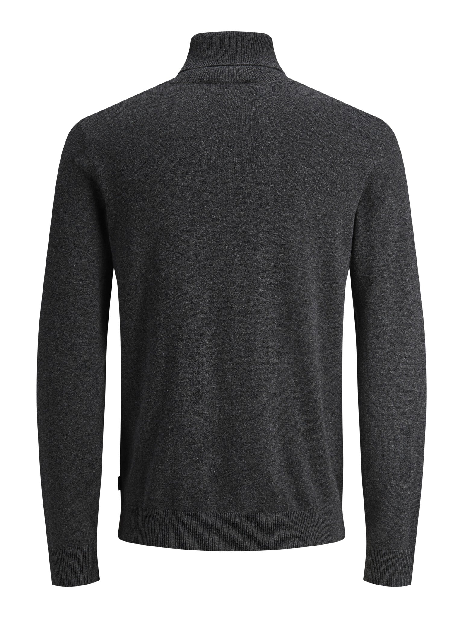 JACK & JONES Emil Knit Roll Neck Jumper in Dark Grey full length model view