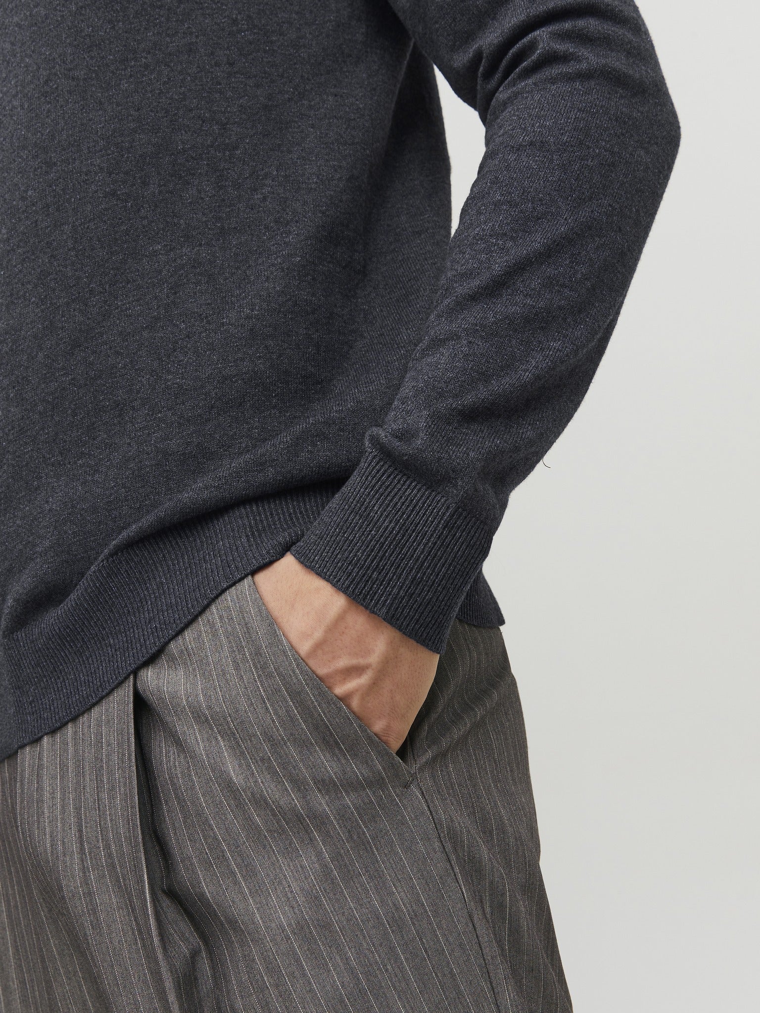 JACK & JONES Emil Knit Roll Neck Jumper in Dark Grey roll neck detail