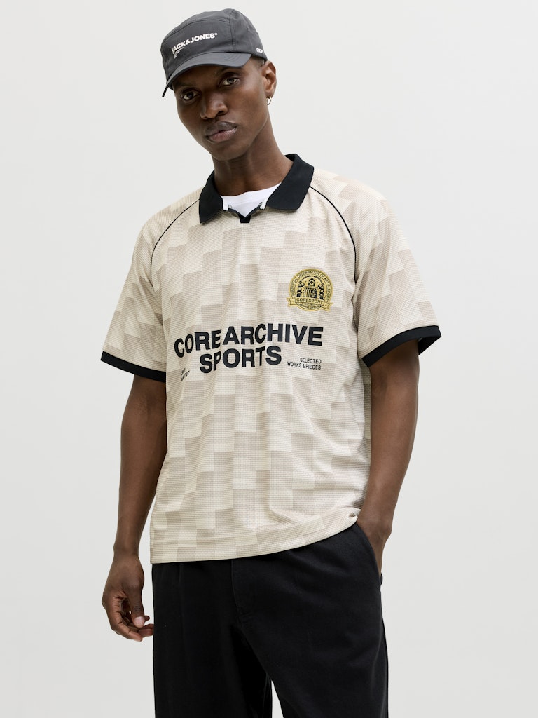 JACK JONES CORE Breeze Football Aop Mesh Tee-Sweet Corn Sweet Corn front view