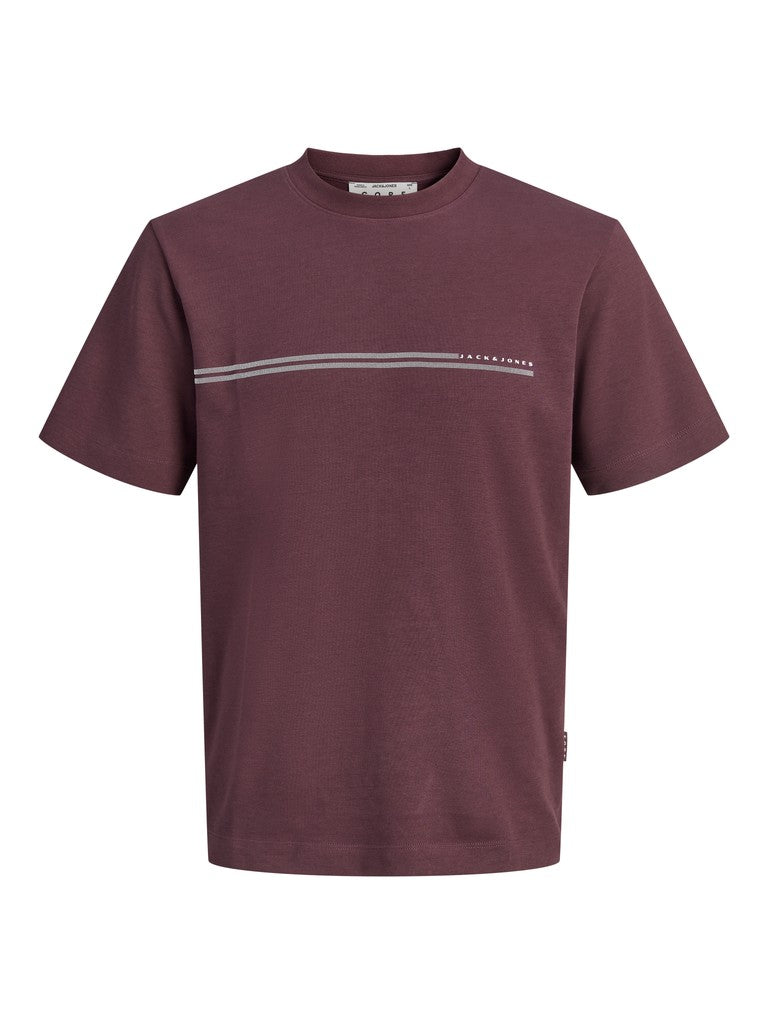 JACK & JONES Fusion Chest Brand Tee Crew in Fudge front view
