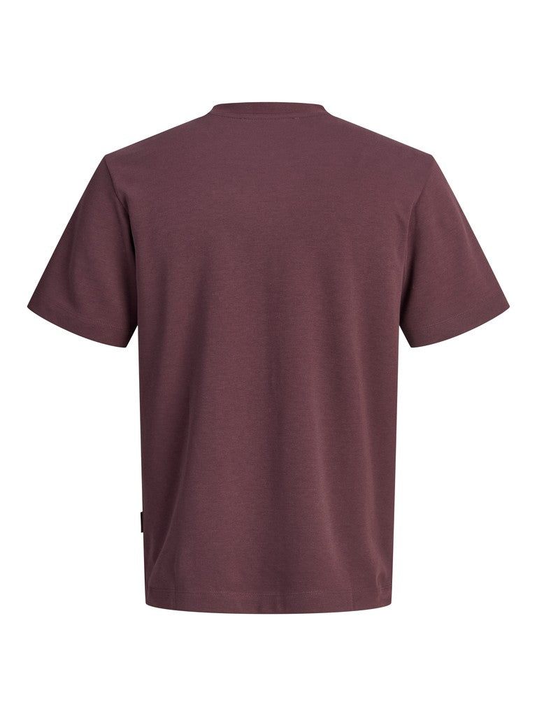 JACK & JONES Fusion Chest Brand Tee Crew in Fudge back view