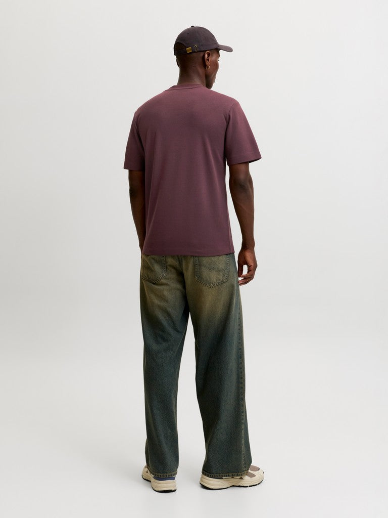 JACK & JONES Fusion Chest Brand Tee Crew in Fudge back model view