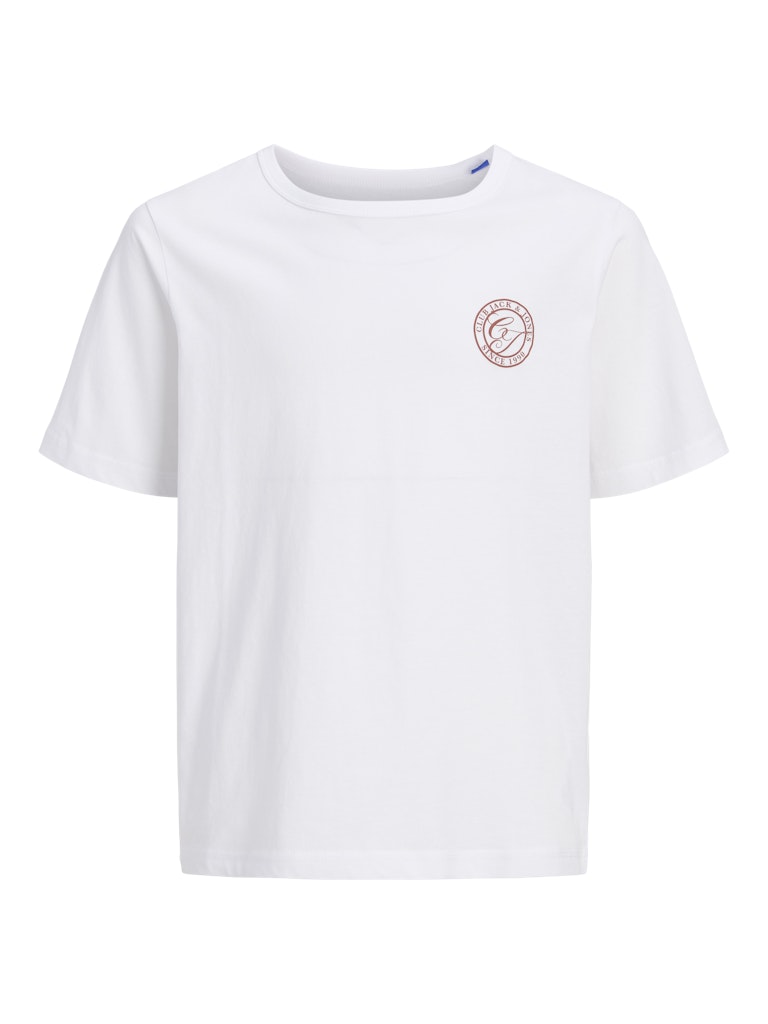 Jack Jones Youths Alliance Junior Boys Tee-Bright White Bright White model front view
