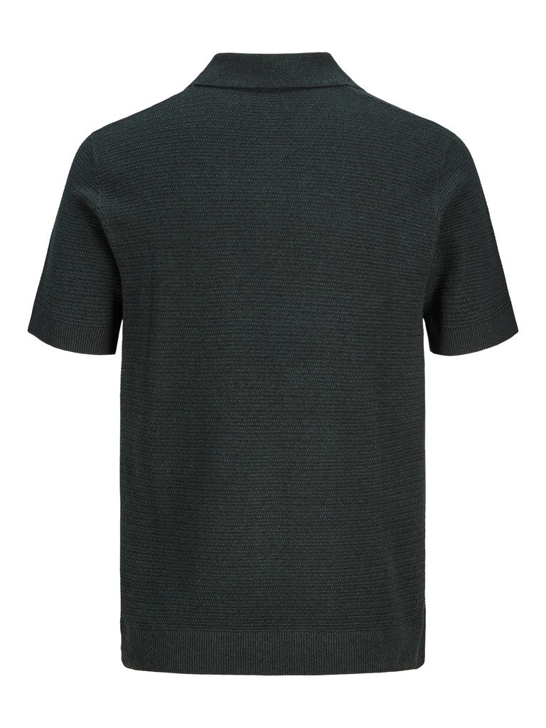 JACK & JONES Riley Knit Short Sleeve Polo in Scarab twist back view