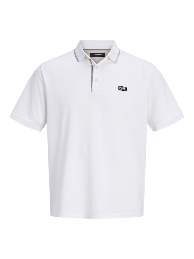 JACK JONES PREMIUM Ted short sleeve white polo Bright White front view