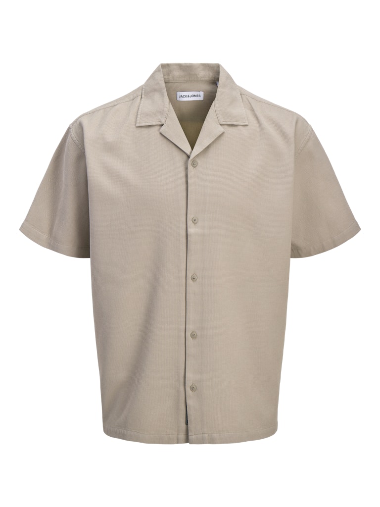 JACK & JONES Global Waffle Resort Short Sleeve Shirt - Vintage Khaki Vintage Khaki close up view