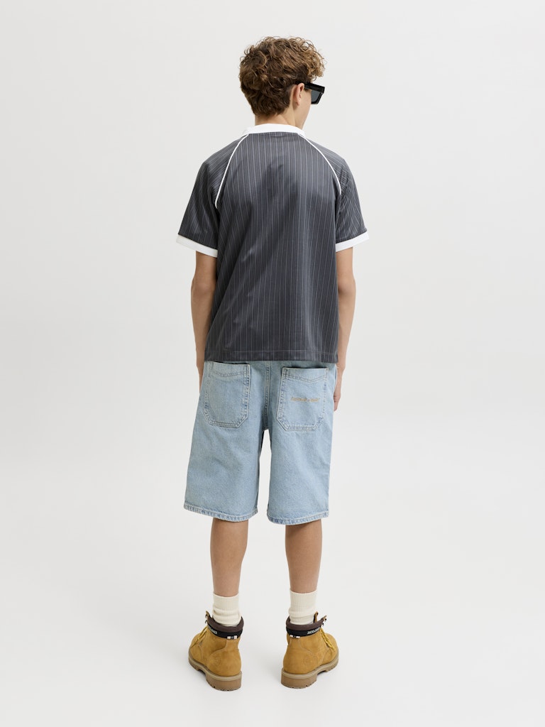Jack Jones Youths Eterna Football Junior Boys Asphalt Polo Asphalt back view