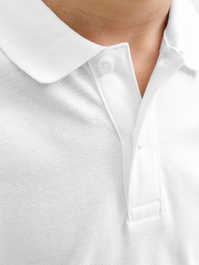 Jack Jones Youths Weston Short Sleeve Junior Bright White Polo Bright White flat front view
