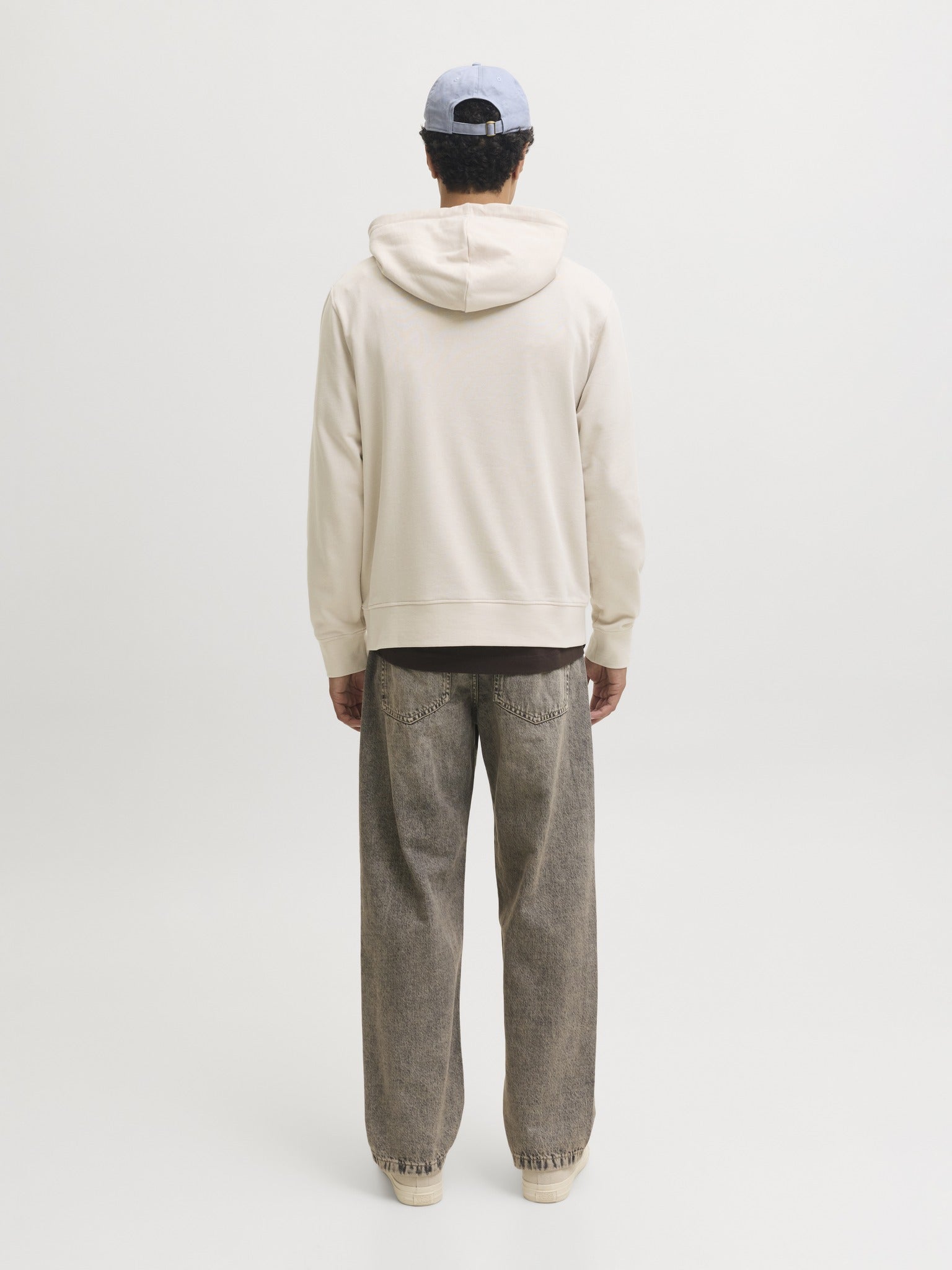 JACK & JONES Archive Graphic Sweat Hoodie in Moonbeam back model view