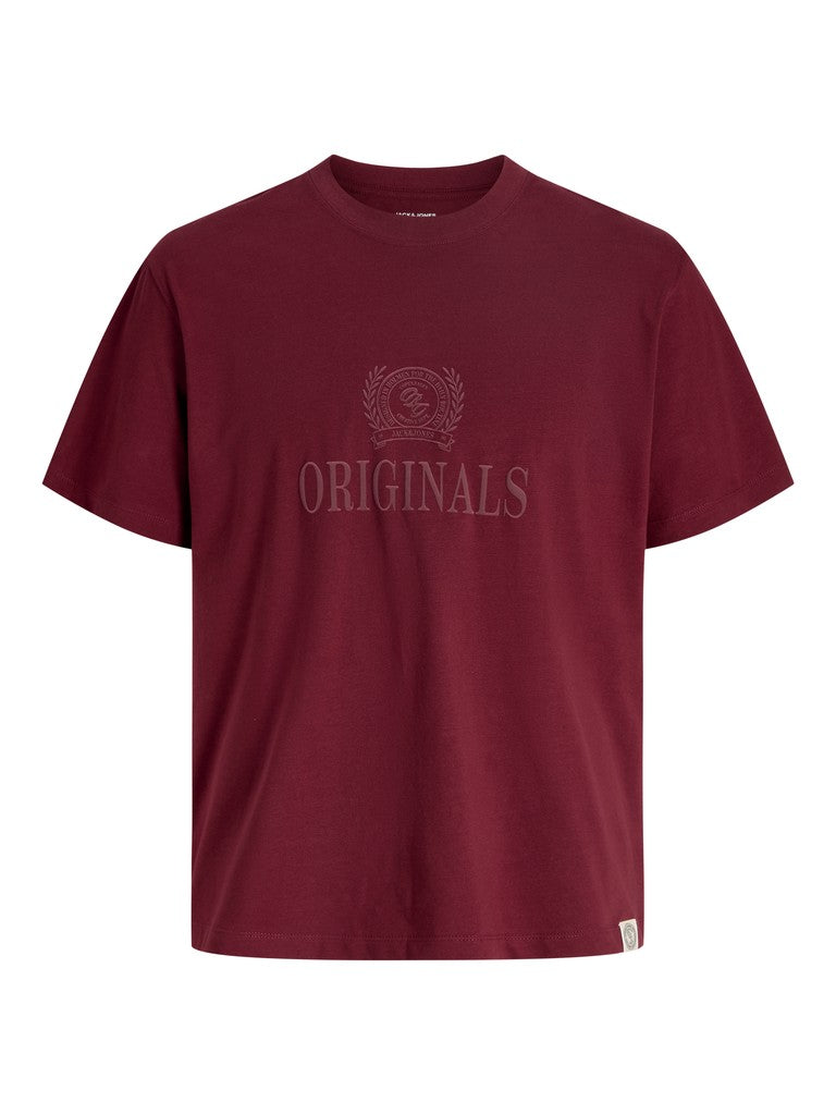 JACK & JONES Frederiksberg Monogram Crew Neck Tee in Chocolate truffle front view