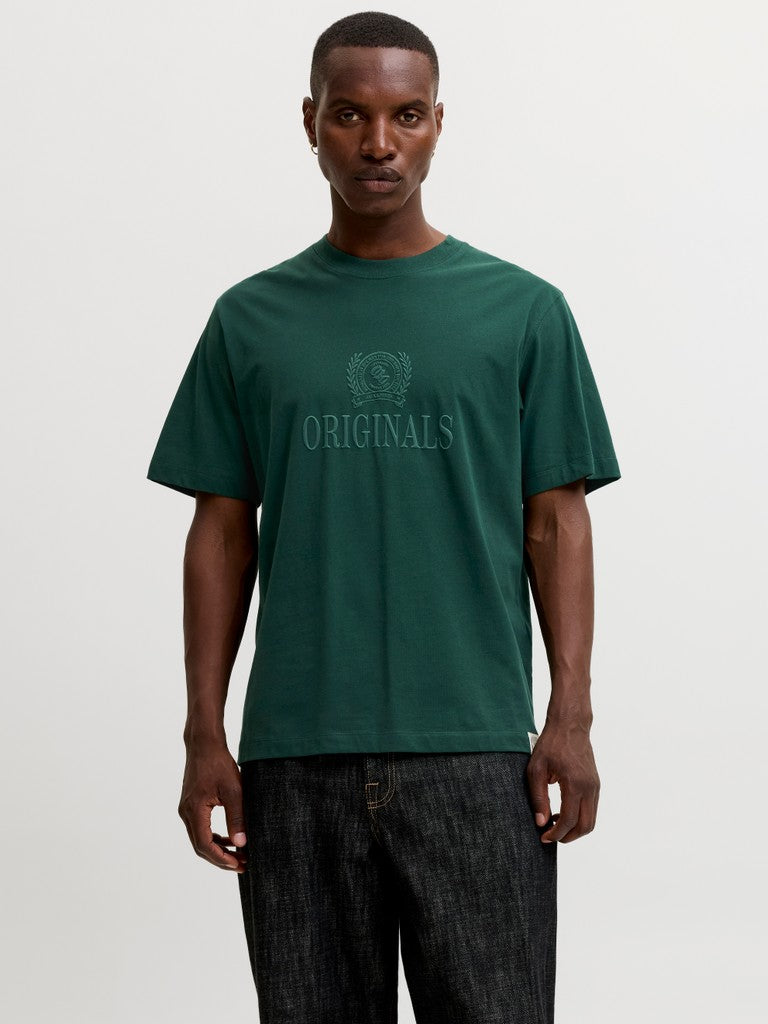JACK & JONES Frederiksberg Monogram Crew Neck Tee in Pine Grove front model view