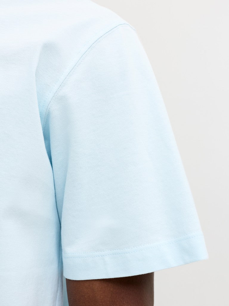 JACK & JONES Frederiksberg Monogram Crew Neck Tee in Ice Water sleeve detail