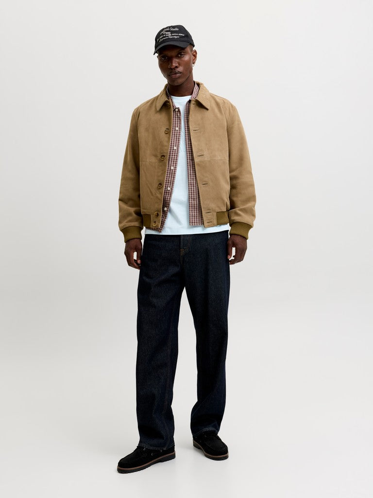 JACK & JONES Frederiksberg Monogram Crew Neck Tee in Ice Water full length model view