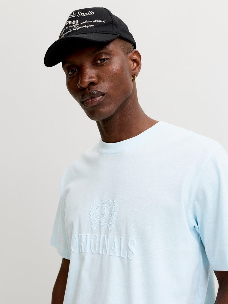 JACK & JONES Frederiksberg Monogram Crew Neck Tee in Ice Water half model view