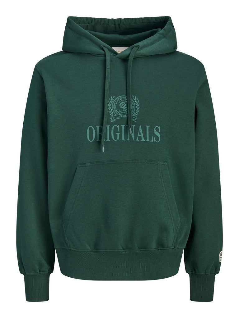 JACK & JONES Frederiksberg Monogram Sweat Hoodie in Pine Grove front view
