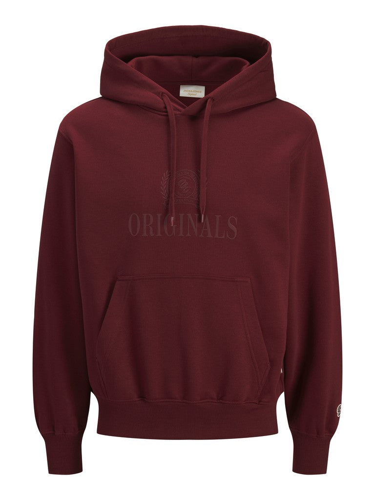 JACK & JONES Frederiksberg Monogram Sweat Hoodie in Chocolate truffle front view