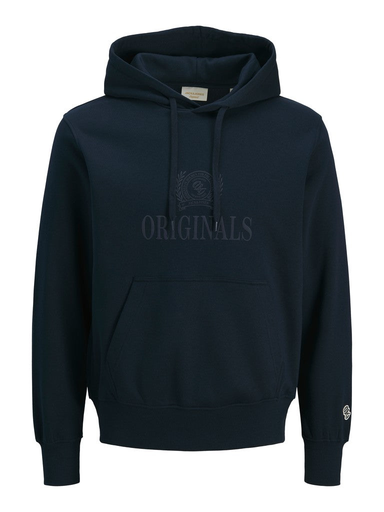 JACK & JONES Frederiksberg Monogram Sweat Hoodie in Sky Captain front view