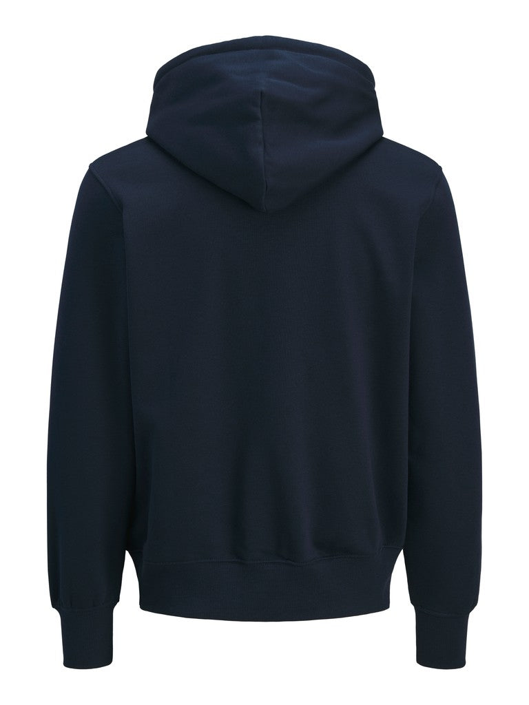 JACK & JONES Frederiksberg Monogram Sweat Hoodie in Sky Captain back view