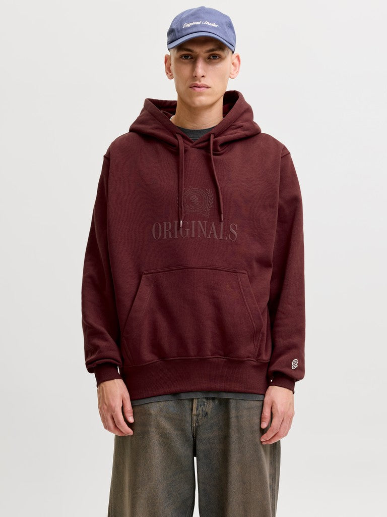 JACK & JONES Frederiksberg Monogram Sweat Hoodie in Chocolate truffle front model view