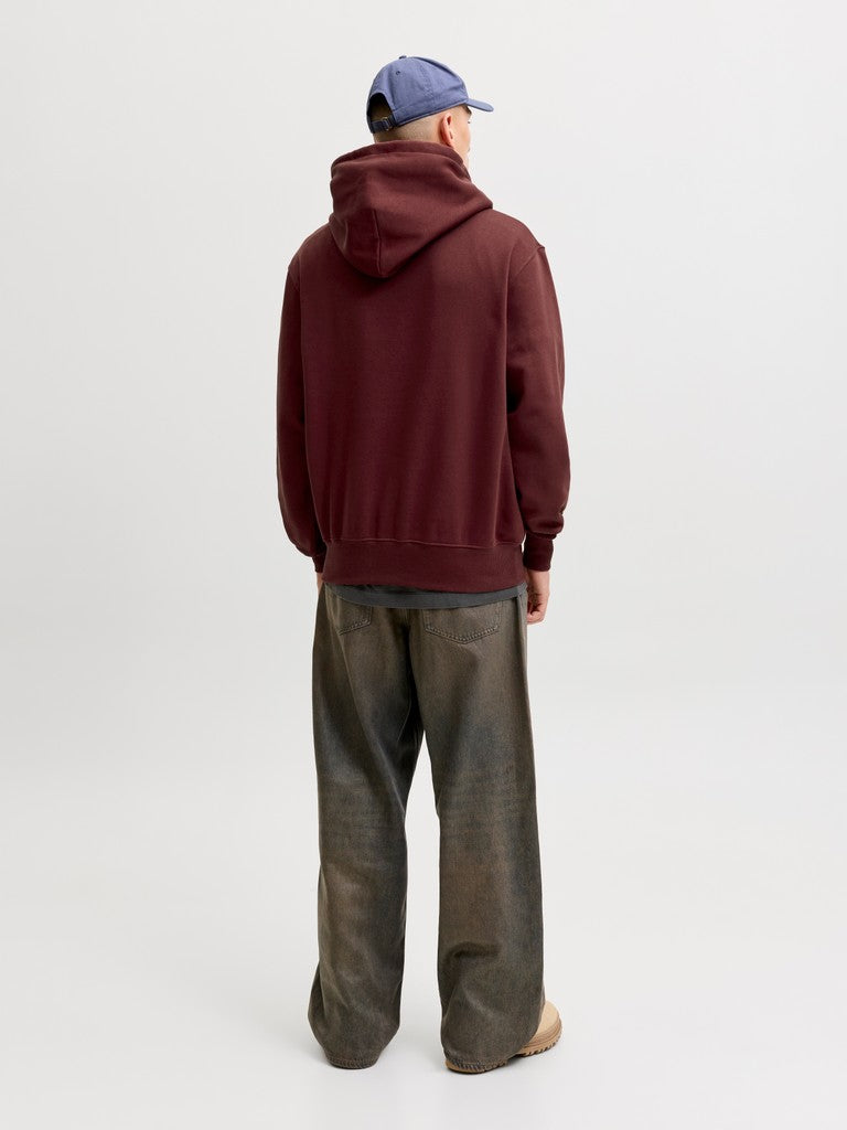 JACK & JONES Frederiksberg Monogram Sweat Hoodie in Chocolate truffle back model view