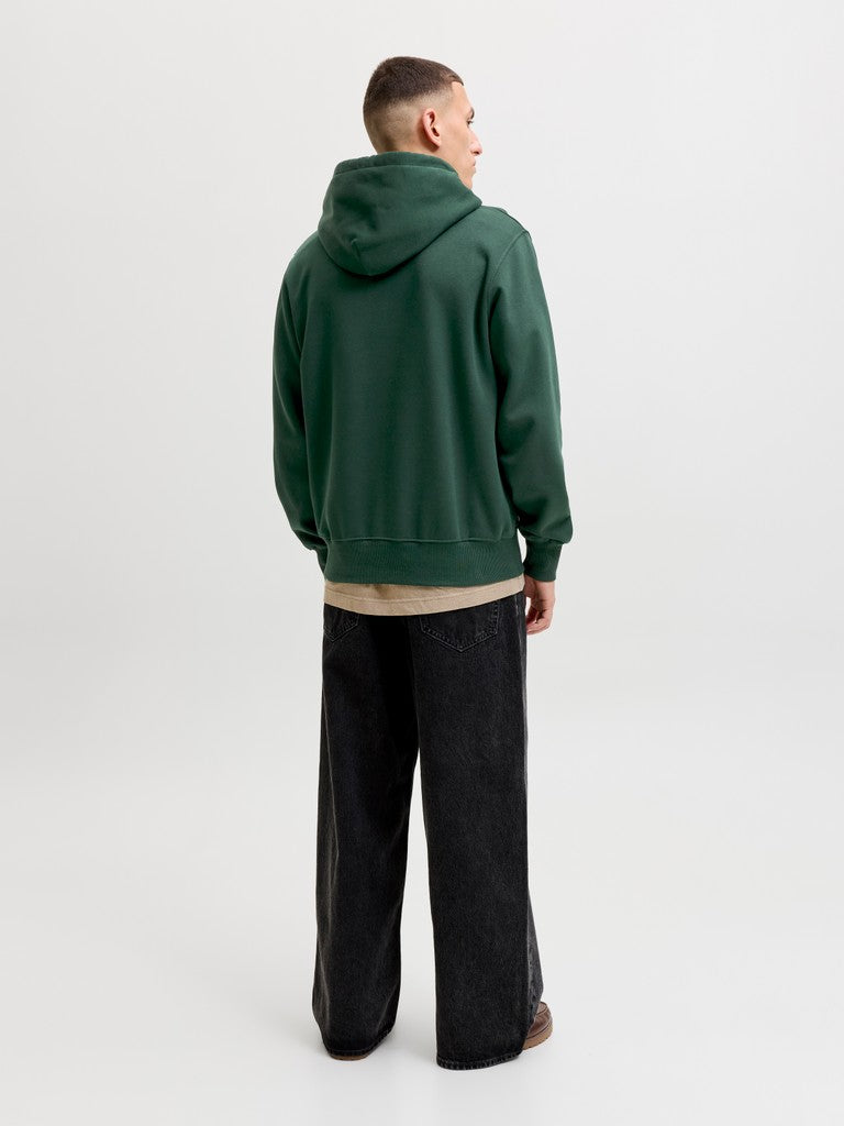 JACK & JONES Frederiksberg Monogram Sweat Hoodie in Pine Grove back model view