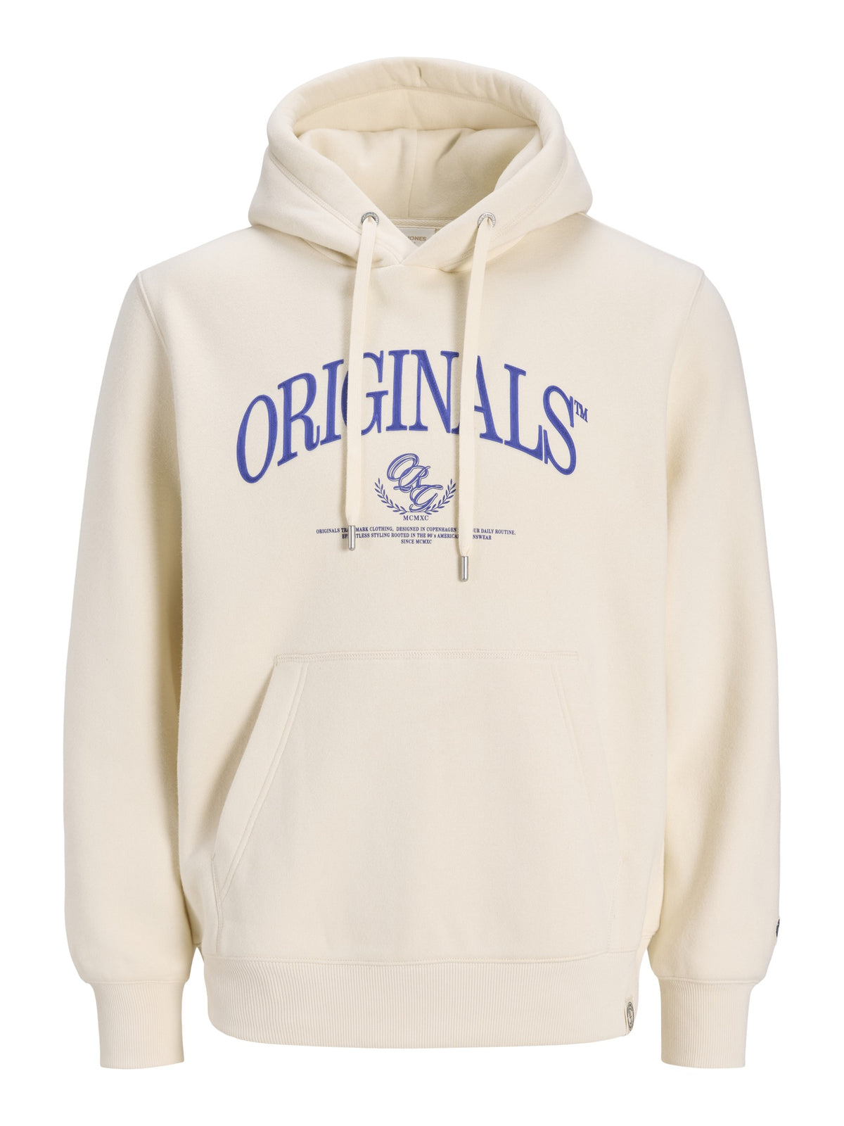 Front view of JACK & JONES Frederiksberg Bold Branding Hoodie in Whisper White