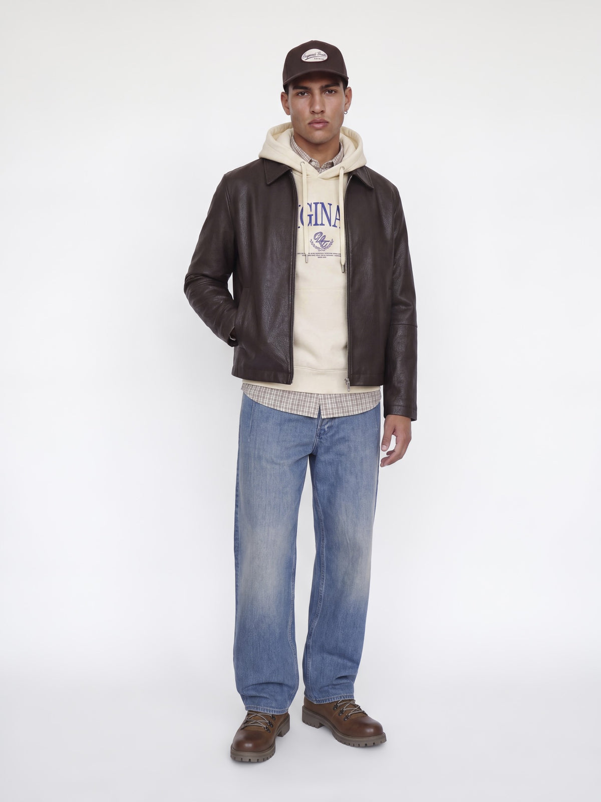 JACK & JONES Frederiksberg Bold Branding Hoodie in Whisper White on model