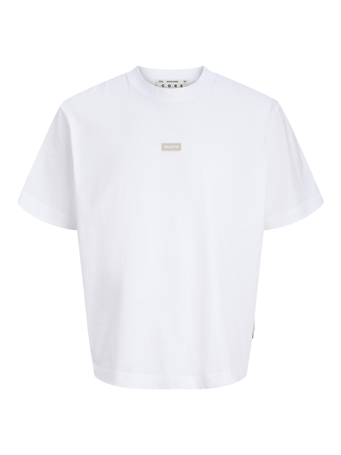 JACK & JONES Club Small Badge T-Shirt in Bright White front view